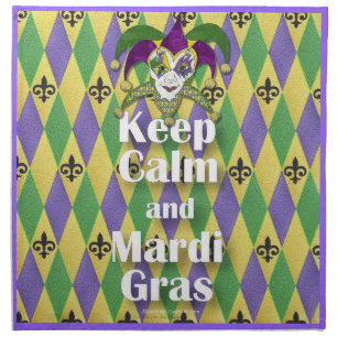 Jester Mask Keep Calm and Mardi Gras Napkin