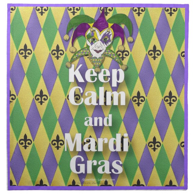 Jester Mask Keep Calm and Mardi Gras Napkin (Front)