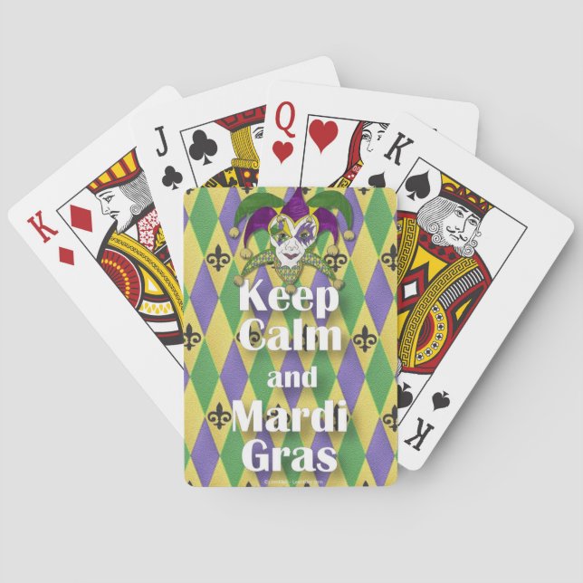 Jester Mask Keep Calm and Mardi Gras Poker Cards (Back)