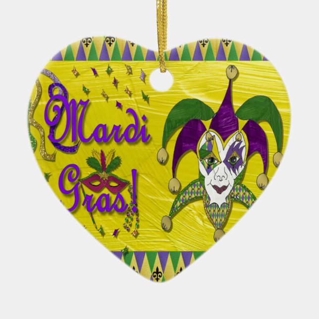 Jester Mask Mardi Gras Harlequin Ceramic Ornament (Front)