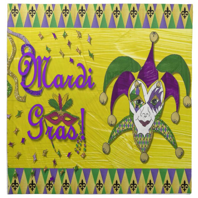 Jester Mask Mardi Gras Harlequin Cloth Napkin (Front)
