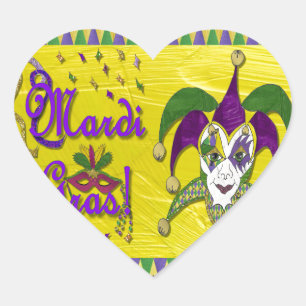Jester Mask Mardi Gras Harlequin Heart Sticker