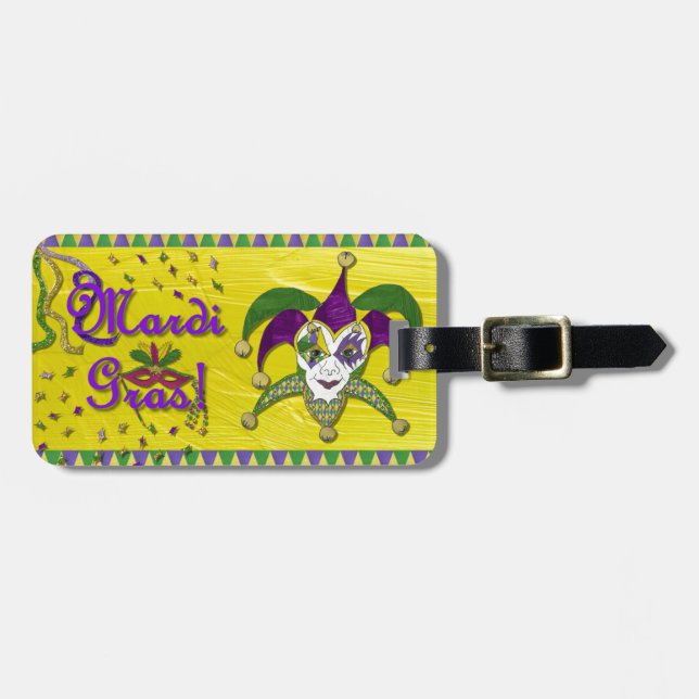 Jester Mask Mardi Gras Harlequin Luggage Tag (Front Horizontal)