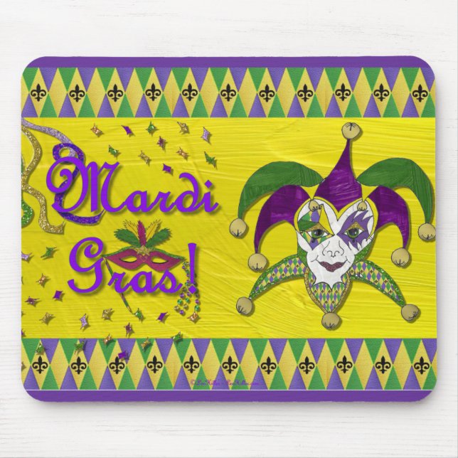 Jester Mask Mardi Gras Harlequin Mouse Pad (Front)