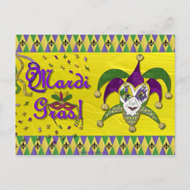 Jester Mask Mardi Gras Harlequin Postcard (Front)
