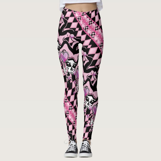 Jester of Hearts Skull Leggings (Front)