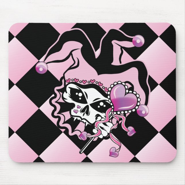 Jester of Hearts Skull Mouse Pad (Front)