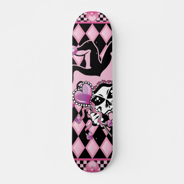 Jester of Hearts Skull Skateboard Deck (Front)