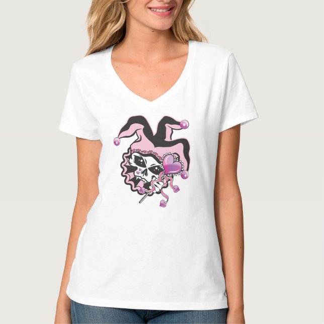 Jester of Hearts Skull T-Shirt (Front)
