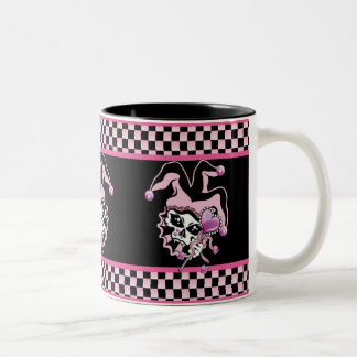 Jester of Hearts Skull Two-Tone Coffee Mug