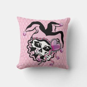 Jester of Hearts Throw Pillow