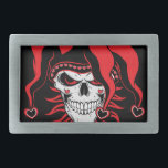 Jester of Love Belt Buckle<br><div class="desc">Jester skull dressed in red with hearts is ready to spread love.</div>