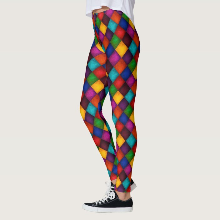 Jester Pants! Multicolor Patchwork Pattern Leggings | Zazzle