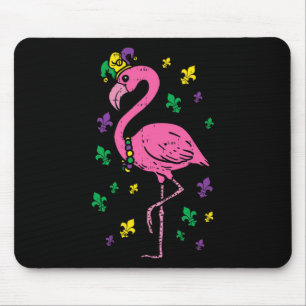 Jester Pink Flamingo Bird Animal Cute Mardi Gras C Mouse Pad