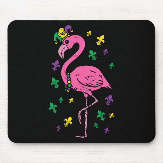 Jester Pink Flamingo Bird Animal Cute Mardi Gras C Mouse Pad (Front)