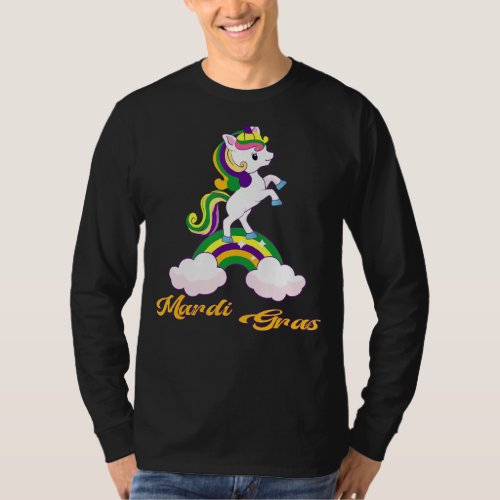Jester Rainbow Unicorn Mardi Gras Mask Costume 2 T_Shirt