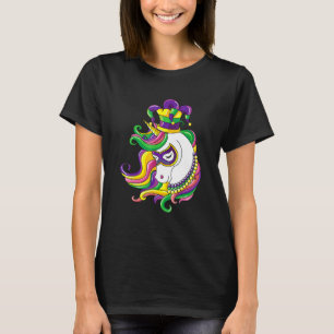 Jester Rainbow Unicorn Mardi Gras Mask Costume T-Shirt