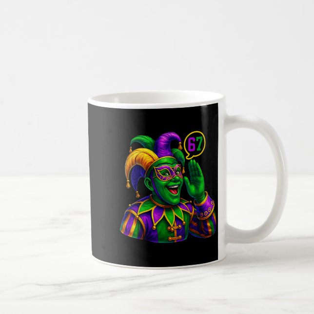 Jester Saying Six Seven 67 6 7 Meme Mardi Gras Fat Coffee Mug (Right)