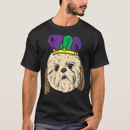 Jester Shih Tzu Face Mardi Gras Dog Lover Men Wome T_Shirt