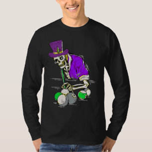 Jester Skeleton Billiard Player Mardi Gras Cool Po T-Shirt