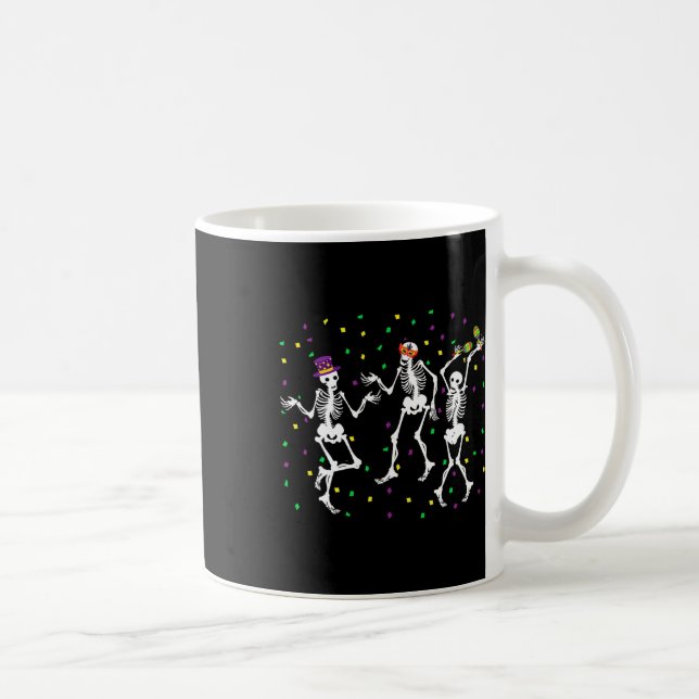 Jester Skeleton Dancing Mardi Gras Bones Carnival  Coffee Mug (Right)
