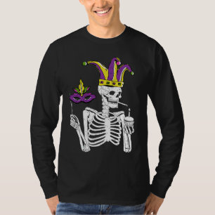 Jester Skeleton Masquerade Party Mardi Gras Mask C T-Shirt