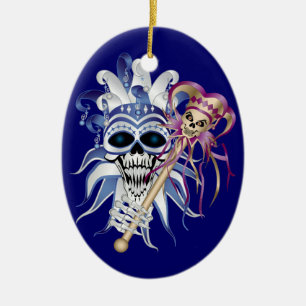 Jester Skull Ceramic Ornament