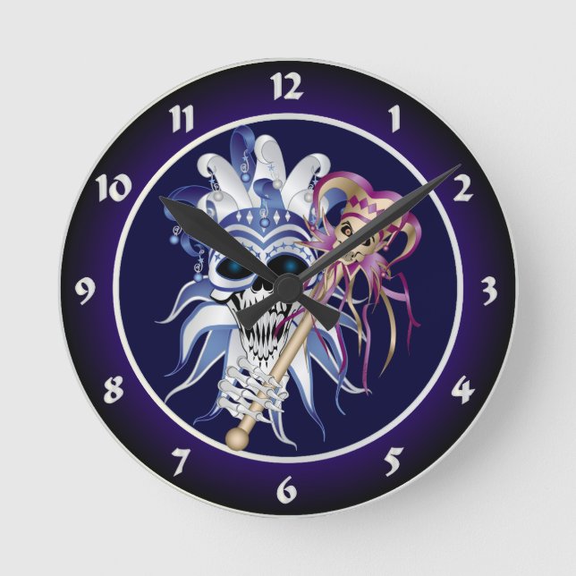 Jester Skull Round Clock (Front)