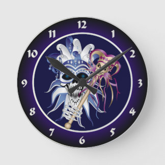 Jester Skull Round Clock