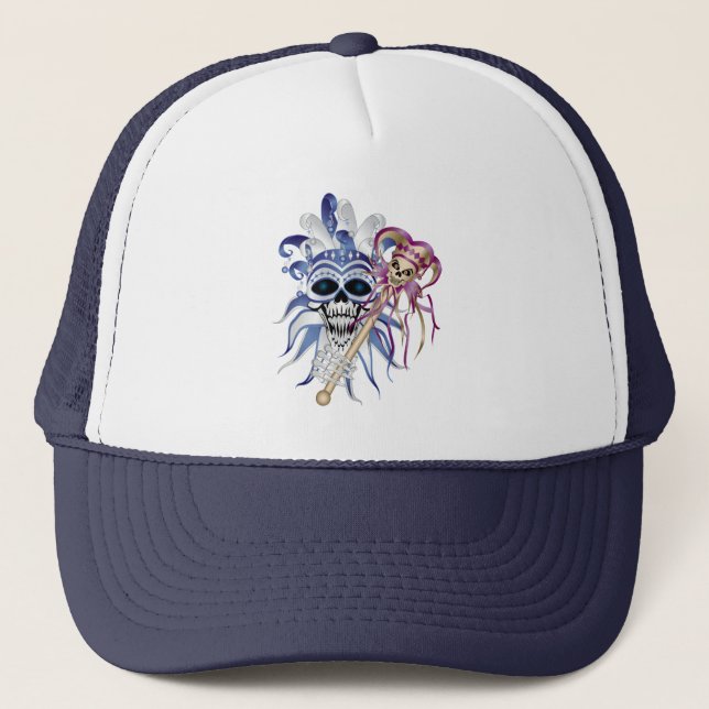 Jester Skull Trucker Hat (Front)