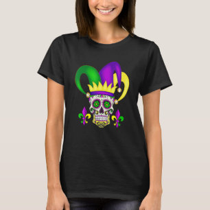 Jester Sugar Skull Mardi Gras Party Men Women Kids T-Shirt