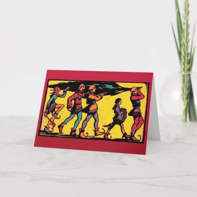 Jesters with a Christmas Tree Holiday Card (Front)