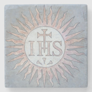 Jesuit IHS Christogram Stone Coaster