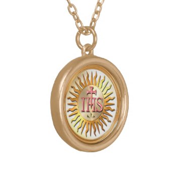 Jesuit Seal Gold Plated Necklace by StudioFilip at Zazzle