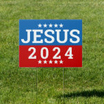 Jesus 2024 Red White Blue Stars Christian Sign