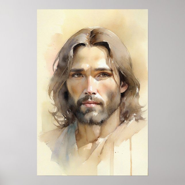 Jesus 30 Watercolor Painting Framed Art (Front)