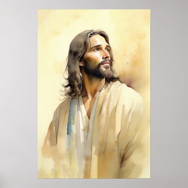 Jesus 31 Watercolor Painting Framed Art (Front)