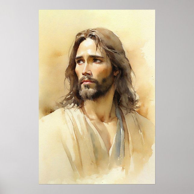 Jesus 33 Watercolor Painting Framed Art (Front)