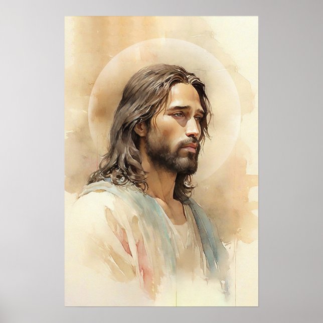 Jesus 34 Watercolor Painting Framed Art (Front)
