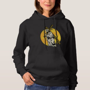 Jesus & A Cross Religion Good Friday Christian Bib Hoodie