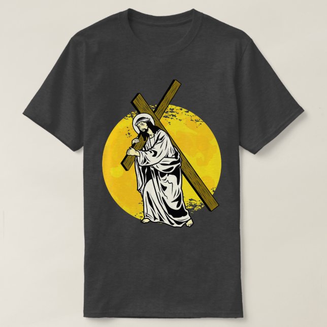 Jesus  A Cross Religion Good Friday Christian Bibl T-Shirt (Design Front)