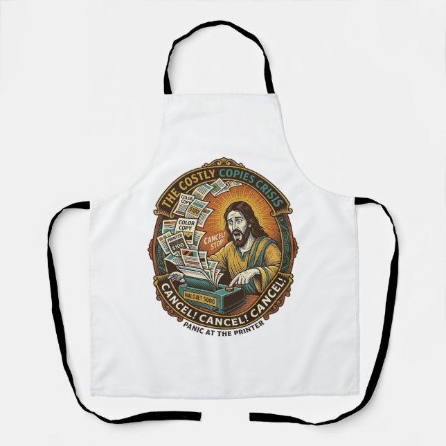 Jesus Accidental 100 Color Copies Printer Mistake  Apron (Front)