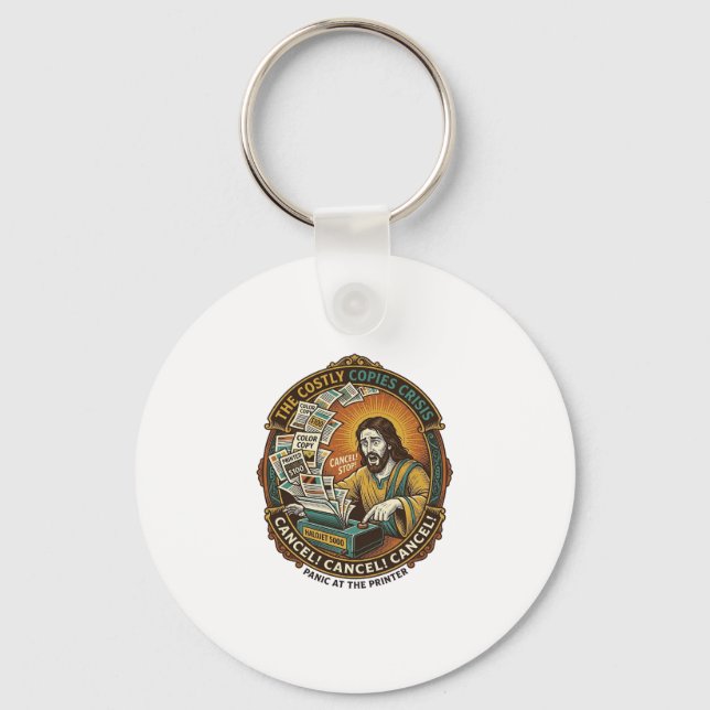 Jesus Accidental 100 Color Copies Printer Mistake  Keychain (Front)