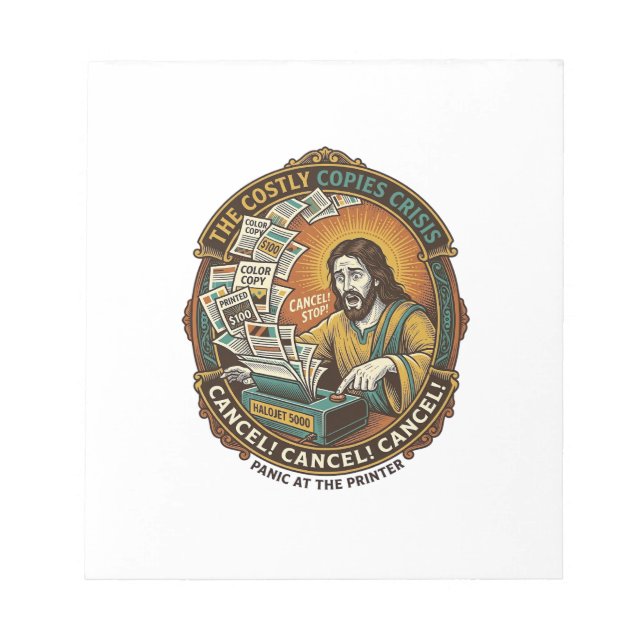 Jesus Accidental 100 Color Copies Printer Mistake  Notepad (Front)