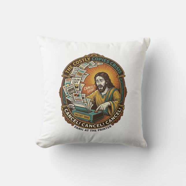 Jesus Accidental 100 Color Copies Printer Mistake  Throw Pillow (Front)