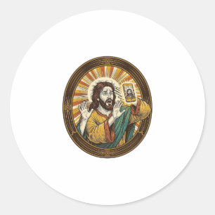 Jesus Accidental Front Camera Double Chin Selfie E Classic Round Sticker