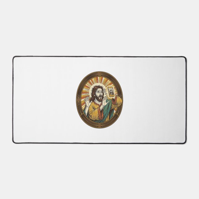 Jesus Accidental Front Camera Double Chin Selfie E Desk Mat (Front)