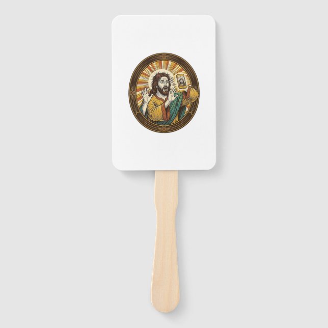 Jesus Accidental Front Camera Double Chin Selfie E Hand Fan (Front)