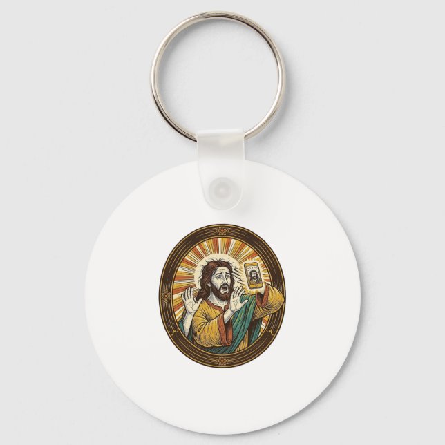 Jesus Accidental Front Camera Double Chin Selfie E Keychain (Front)
