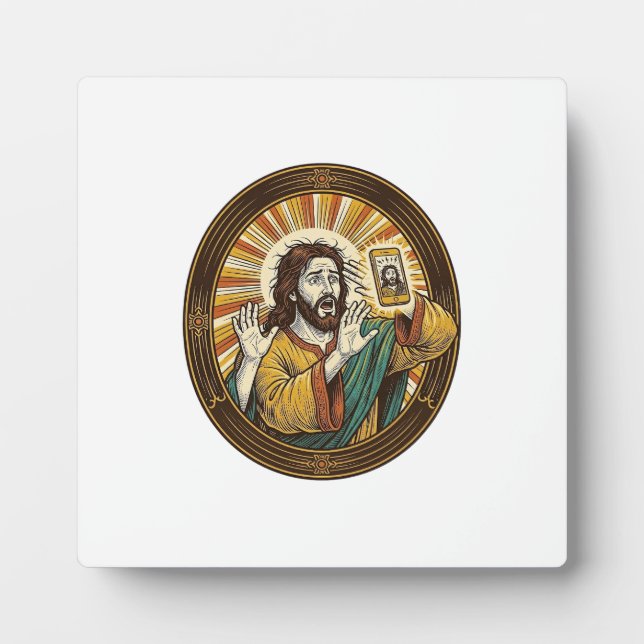 Jesus Accidental Front Camera Double Chin Selfie E Plaque (Front)